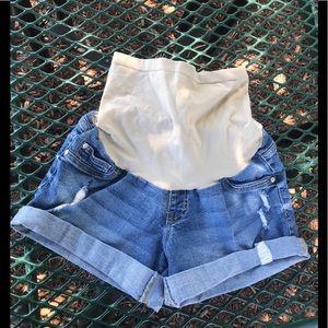 Summer maternity shorts indigo blue